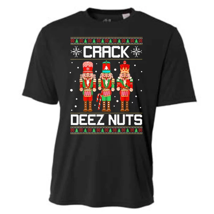 Crack Deez Nuts Ugly Christmas Sweater Xmas Nutcracker Cooling Performance Crew T-Shirt