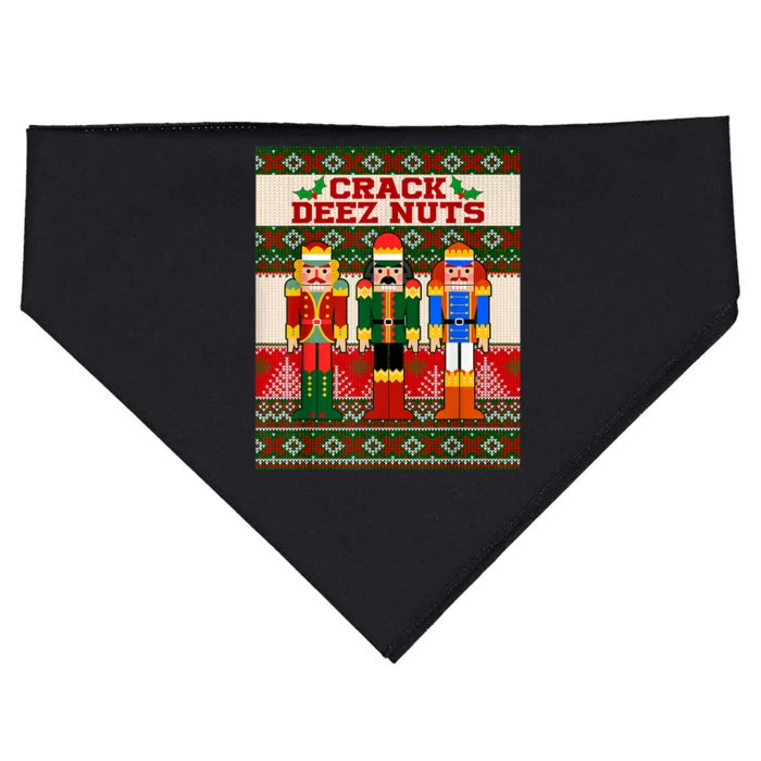 Crack Deez Nuts Nutcracker Ugly Christmas Sweater Funny Xmas USA-Made Doggie Bandana