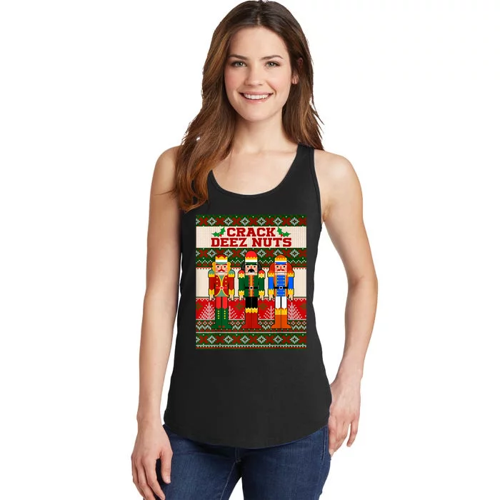 Crack Deez Nuts Nutcracker Ugly Christmas Sweater Funny Xmas Ladies Essential Tank