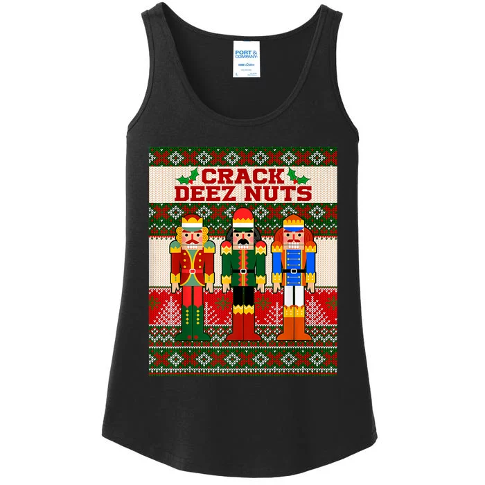 Crack Deez Nuts Nutcracker Ugly Christmas Sweater Funny Xmas Ladies Essential Tank