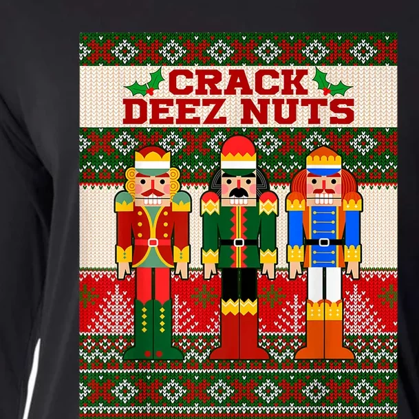 Crack Deez Nuts Nutcracker Ugly Christmas Sweater Funny Xmas Cooling Performance Long Sleeve Crew