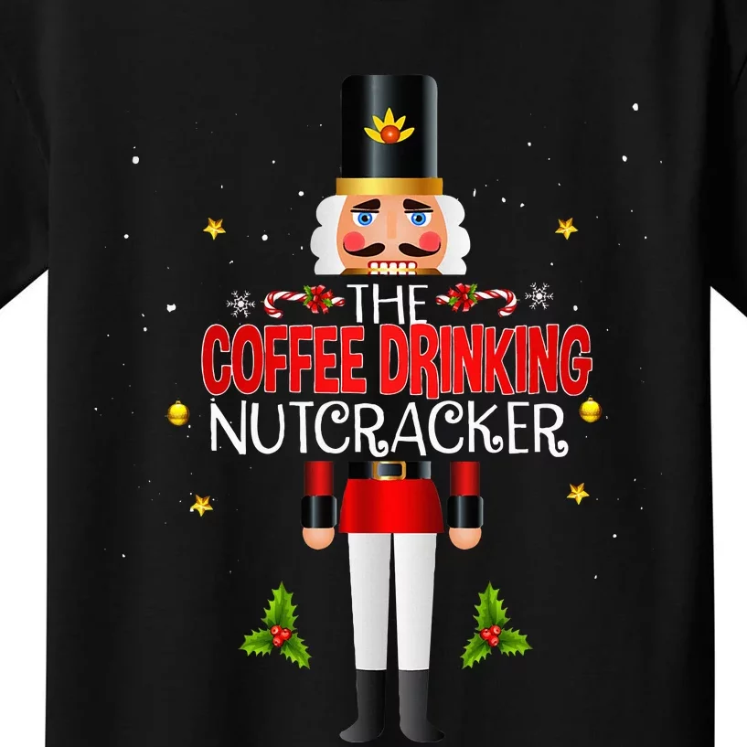 Coffee Drinking Nutcracker Group Matching Family Christmas Kids T-Shirt