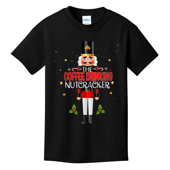 Coffee Drinking Nutcracker Group Matching Family Christmas Kids T-Shirt