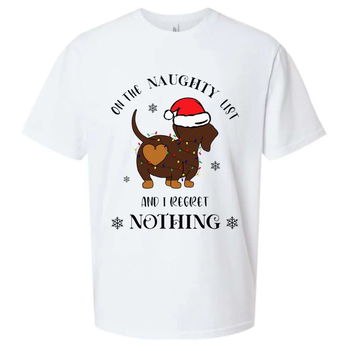 Christmas Dachshund On The Naughty List And I Regret Nothing Sueded Cloud Jersey T-Shirt