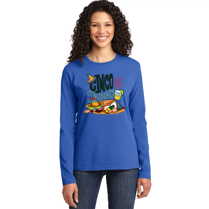 Cinco De O Mexican Cactus Guitar Cinco De Mayo Gift Ladies Long Sleeve Shirt