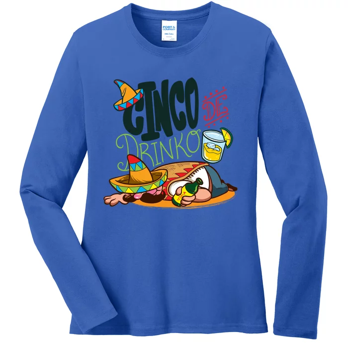 Cinco De O Mexican Cactus Guitar Cinco De Mayo Gift Ladies Long Sleeve Shirt