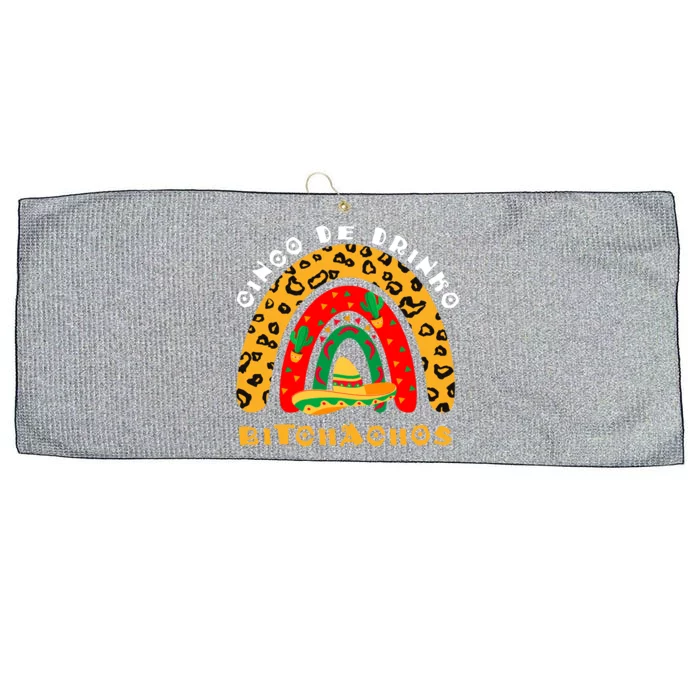 Cinco De O Bitchachos Leopard Rainbow Fun Mexican Party Cute Gift Large Microfiber Waffle Golf Towel