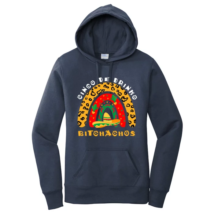 Cinco De O Bitchachos Leopard Rainbow Fun Mexican Party Cute Gift Women's Pullover Hoodie