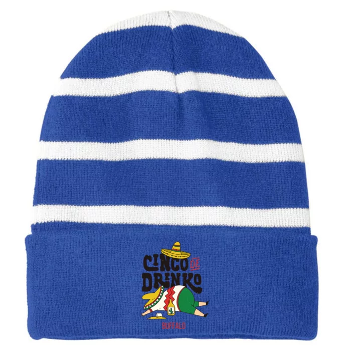 Cinco De O Fiesta On Cinco De Mayo In Buffalo Gift Striped Beanie with Solid Band