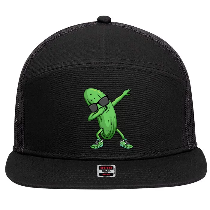 Cucumber Dabbing Pickle Dancing Lover 7 Panel Mesh Trucker Snapback Hat