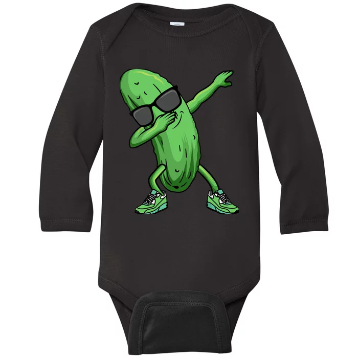 Cucumber Dabbing Pickle Dancing Lover Baby Long Sleeve Bodysuit