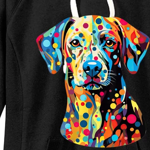 Colorful Dog Pop Art With Polka Dot International Dot Day Women's Fleece Hoodie