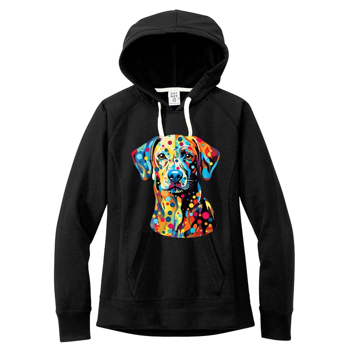 Colorful Dog Pop Art With Polka Dot International Dot Day Women's Fleece Hoodie