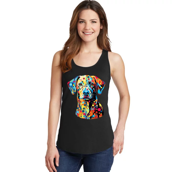 Colorful Dog Pop Art With Polka Dot International Dot Day Ladies Essential Tank