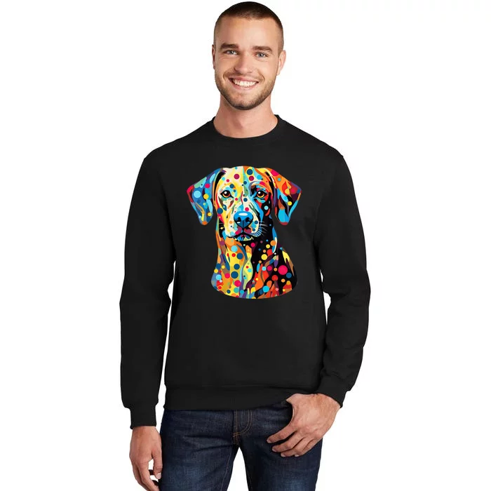 Colorful Dog Pop Art With Polka Dot International Dot Day Tall Sweatshirt