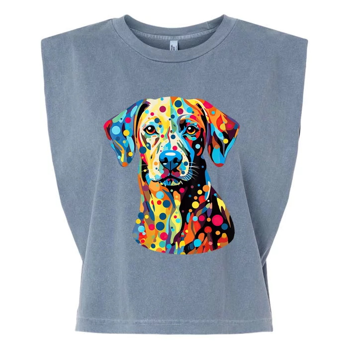 Colorful Dog Pop Art With Polka Dot International Dot Day Garment-Dyed Women's Muscle Tee