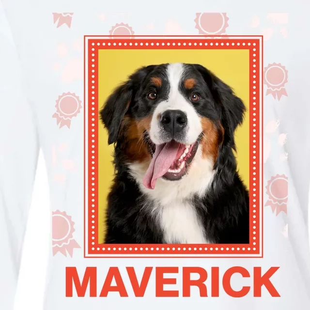 Custom Dog Pet Personalize Picture Photo Name Womens Cotton Relaxed Long Sleeve T-Shirt