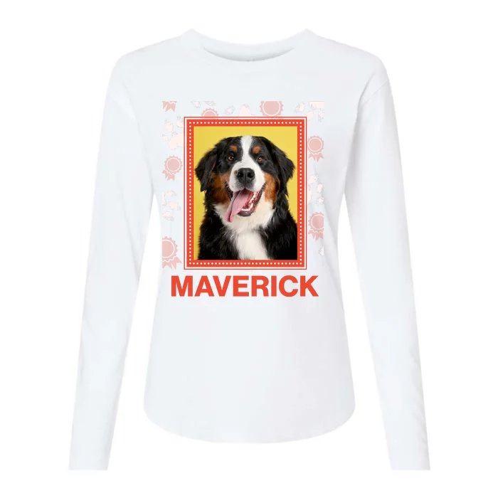 Custom Dog Pet Personalize Picture Photo Name Womens Cotton Relaxed Long Sleeve T-Shirt