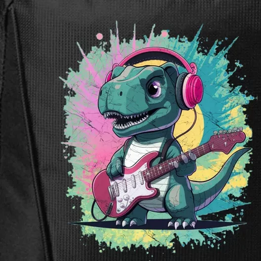 Cute Dinosaur Playing A Guitar City Backpack