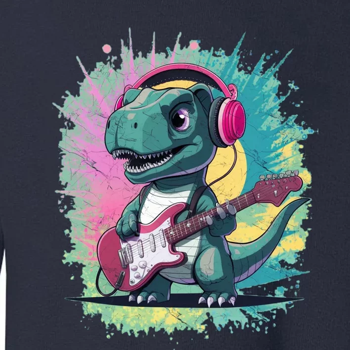 Cute Dinosaur Playing A Guitar Toddler Sweatshirt