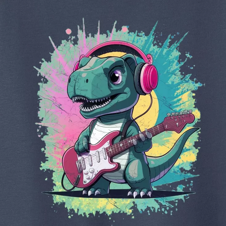 Cute Dinosaur Playing A Guitar Toddler T-Shirt