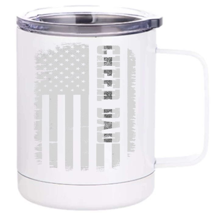 Cheer Dad Proud Cheerleading American Flag Best Cheer Dad Front & Back 12oz Stainless Steel Tumbler Cup