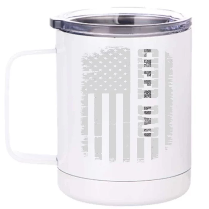 Cheer Dad Proud Cheerleading American Flag Best Cheer Dad Front & Back 12oz Stainless Steel Tumbler Cup