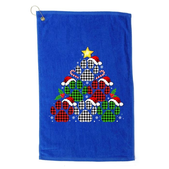 Cute Dog Paw Tree Santa Matching Family Pajamas Christmas Gift Platinum Collection Golf Towel