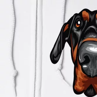 Cool Doberman Pinscher Face Full Zip Hoodie