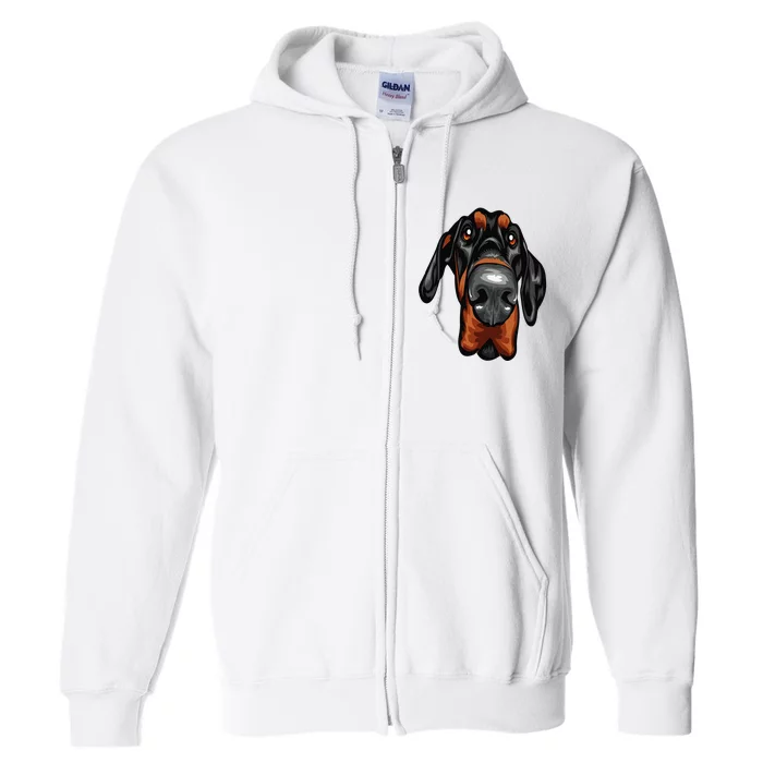 Cool Doberman Pinscher Face Full Zip Hoodie