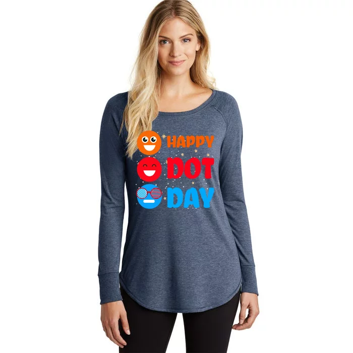 Cute Dot Pattern Art Smile September National Happy Dot Day Cute Gift Women's Perfect Tri Tunic Long Sleeve Shirt