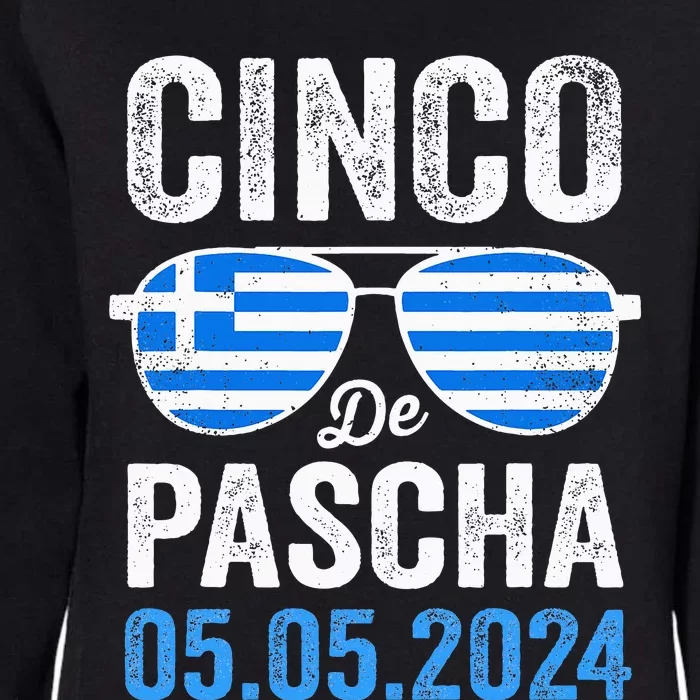 Cinco De Pascha Greece Flag Funny Greek Easter Cinco De Mayo Womens California Wash Sweatshirt