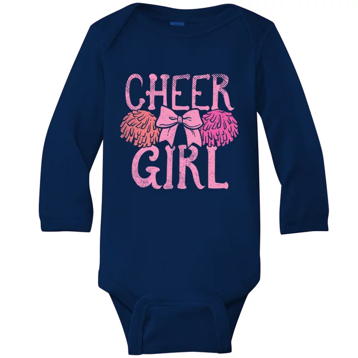 Cheer Dance Pom Pom Cheerleader Cheerleading Gift Baby Long Sleeve Bodysuit