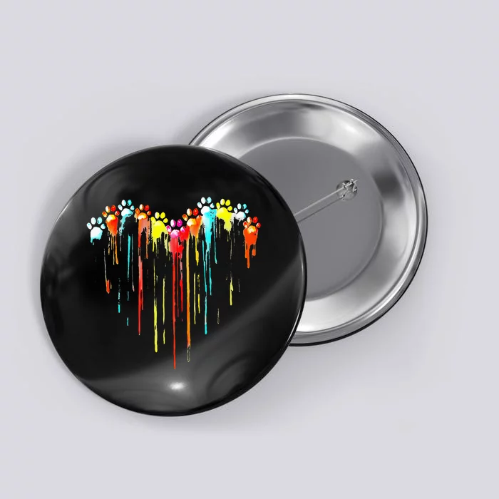 Colorful Dog Paw Heart Button