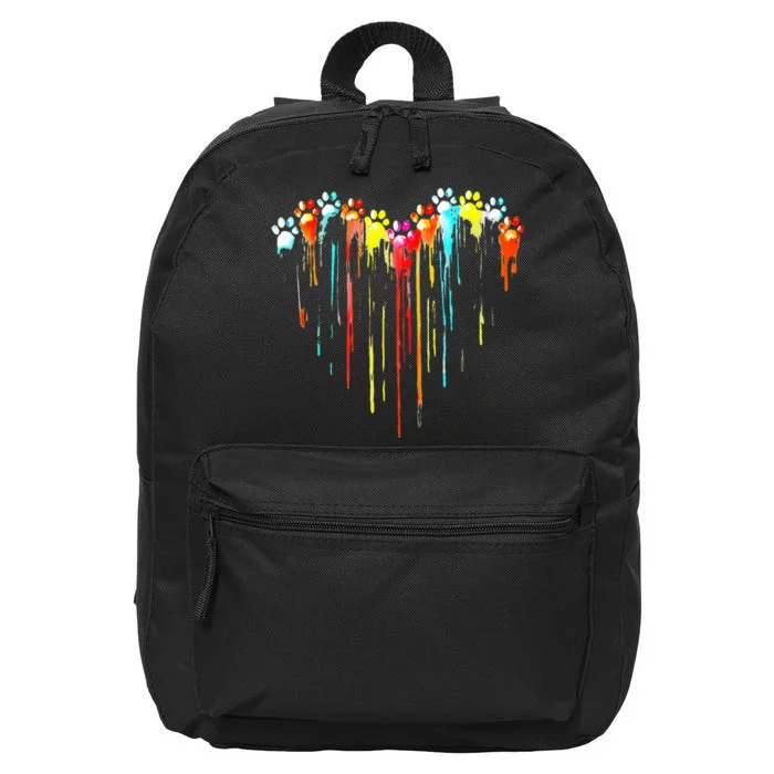 Colorful Dog Paw Heart 16 in Basic Backpack