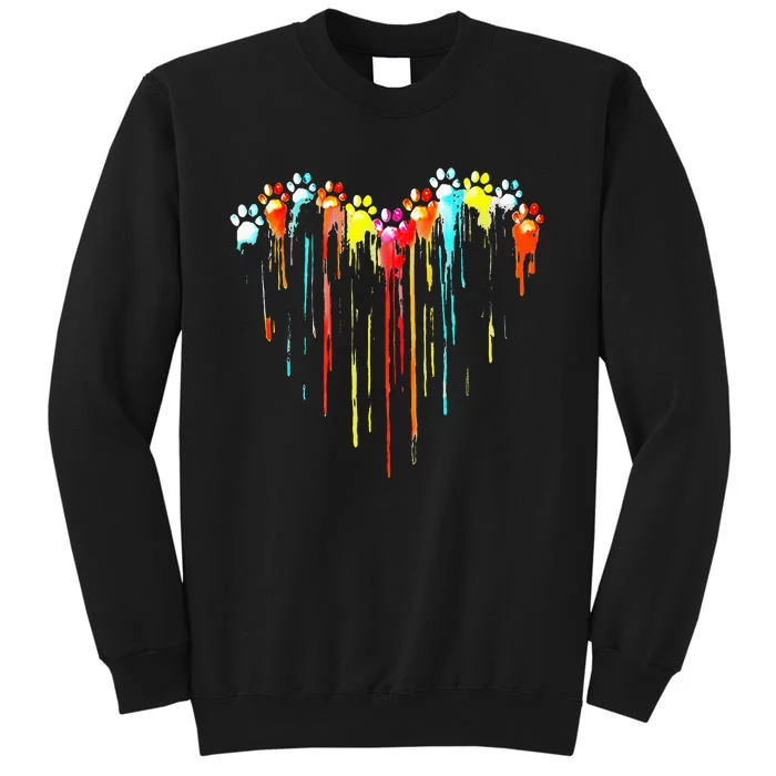 Colorful Dog Paw Heart Tall Sweatshirt