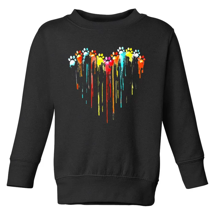 Colorful Dog Paw Heart Toddler Sweatshirt