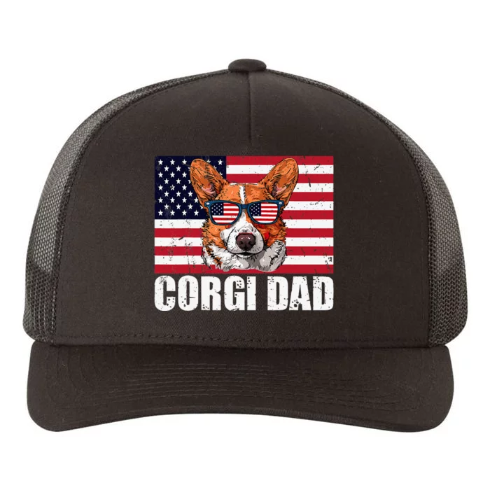 Corgi Dad Pembroke Welsh Corgi Us Flag Dog Lover Yupoong Adult 5-Panel Trucker Hat