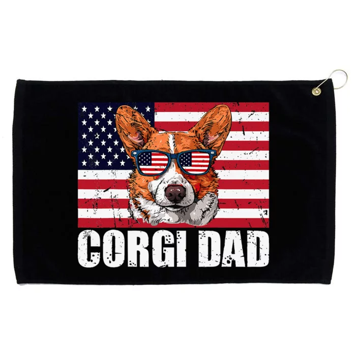 Corgi Dad Pembroke Welsh Corgi Us Flag Dog Lover Grommeted Golf Towel