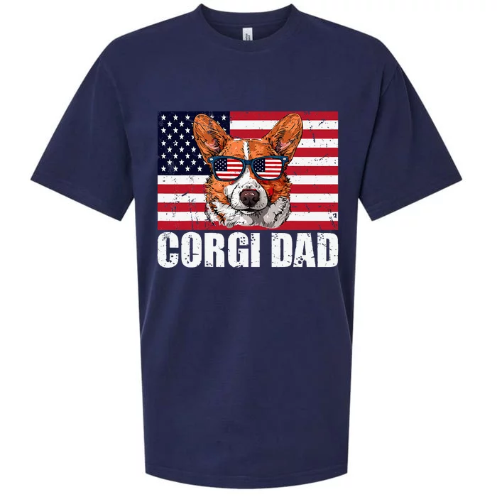 Corgi Dad Pembroke Welsh Corgi Us Flag Dog Lover Sueded Cloud Jersey T-Shirt