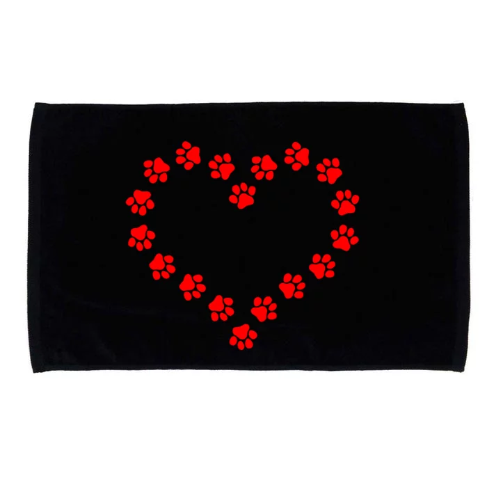 Cute Dog Paw Print Dog Gift Funnypaw Print Ornat Heart Love Gift Microfiber Hand Towel