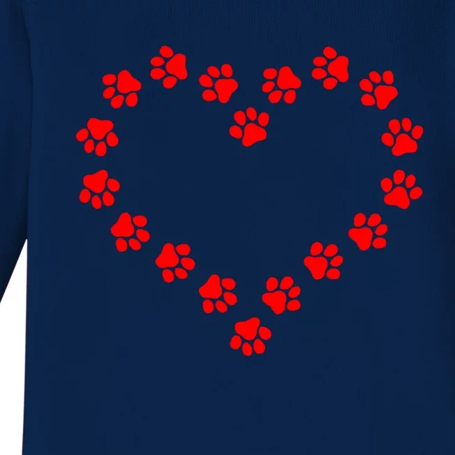 Cute Dog Paw Print Dog Gift Funnypaw Print Ornat Heart Love Gift Baby Long Sleeve Bodysuit