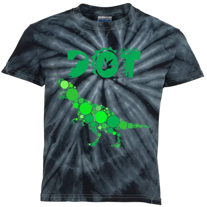 Cute Dinosaur Polka Dots Kids Tie-Dye T-Shirt