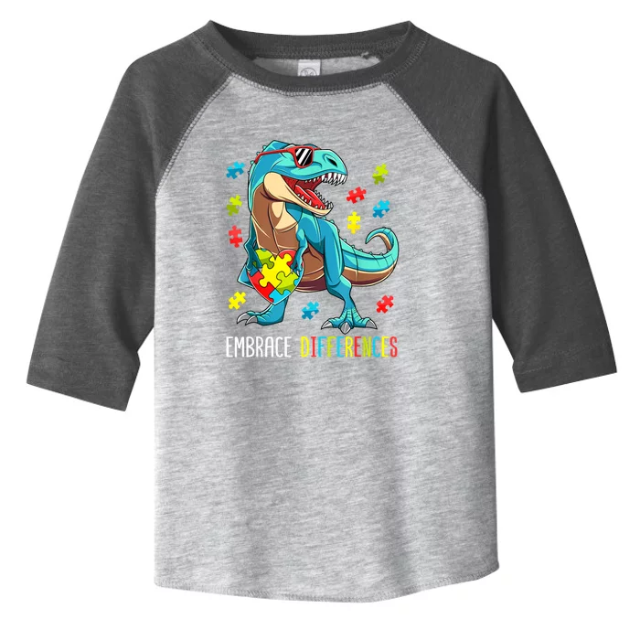 Cute Dinosaur Puzzles T Rex For Boy Gift Autism Awareness Toddler Fine Jersey T-Shirt