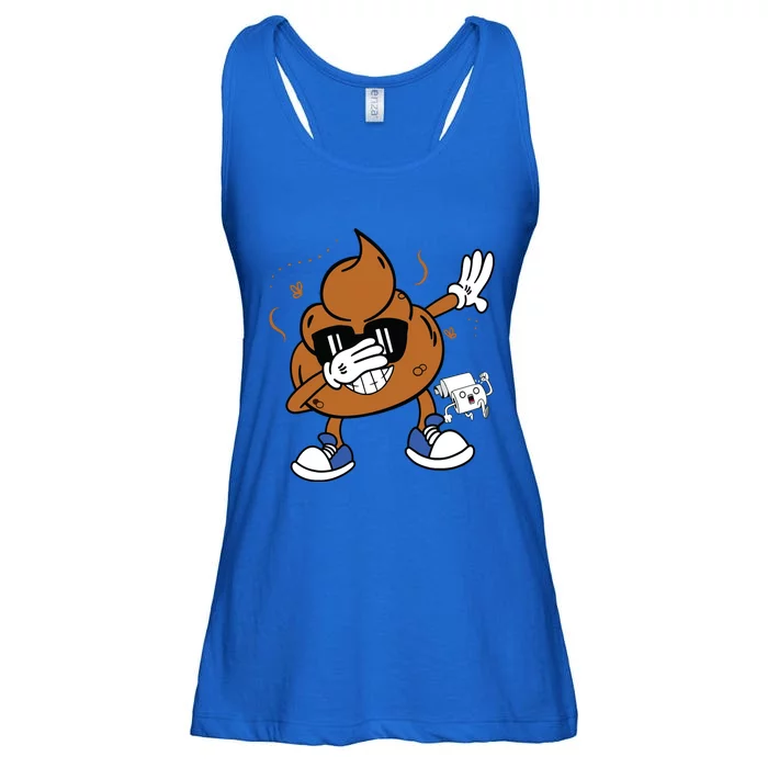 Cute Dabbing Poop Funny Emoticon I Pooped Today Gift Ladies Essential Flowy Tank