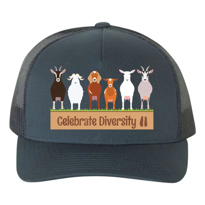 Celebrate Diversity Pet Funny Goats Shirts For Goat Lovers Yupoong Adult 5-Panel Trucker Hat