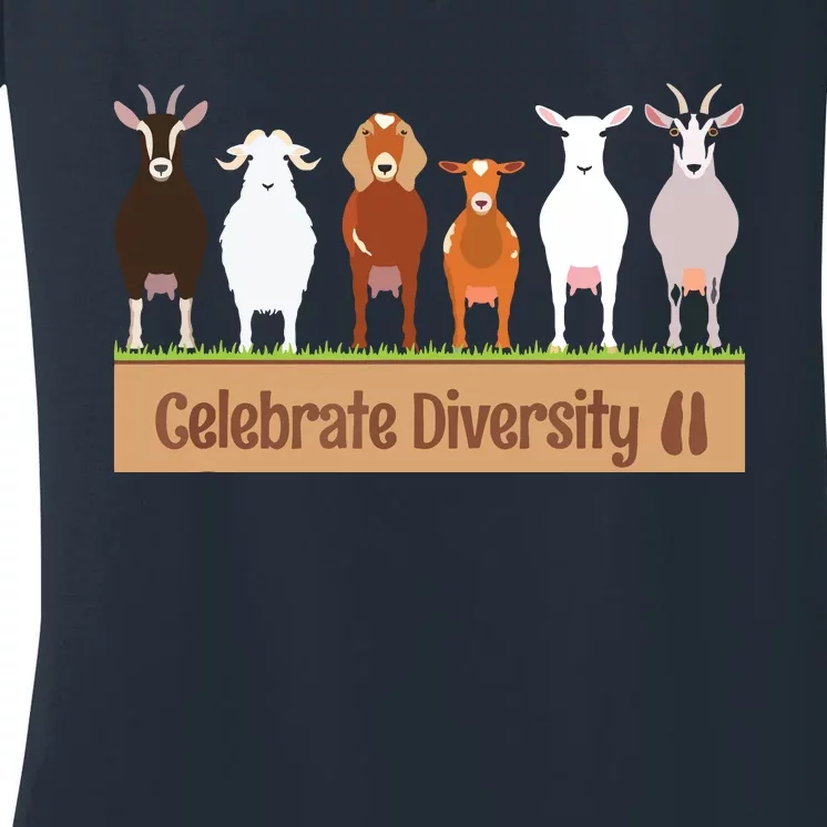 Celebrate Diversity Pet Funny Goats Shirts For Goat Lovers Women's V-Neck T-Shirt