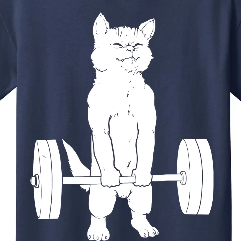 Cat Deadlift Powerlifting Kids T-Shirt