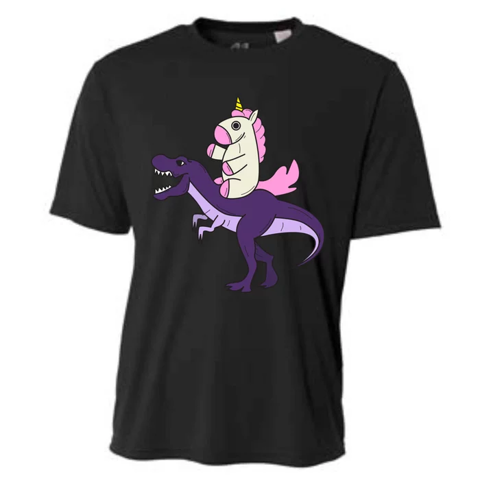 Cool Dainty Party Unicorn Riding A Dinosaur Gift Cooling Performance Crew T-Shirt