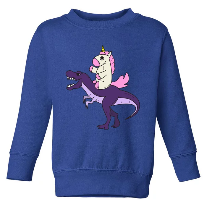 Cool Dainty Party Unicorn Riding A Dinosaur Gift Toddler Sweatshirt